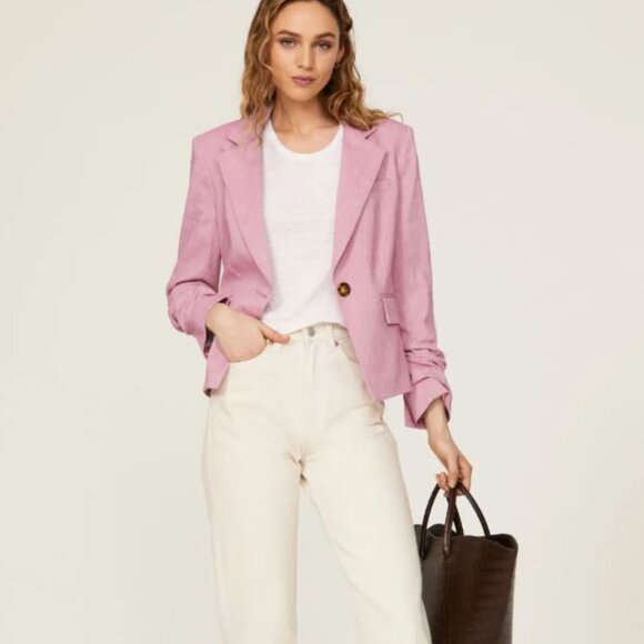 Veronica Beard Aaliyah Linen Dickey Jacket Lilac Orchid Tailored Blazer   Sz 4 - Picture 8 of 8